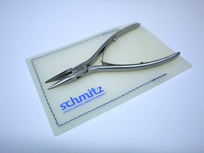 INOX Long Nose Pliers 4.3/4'' short, straight and crosswise serrated jaws, stainless steel 4212 FP 00RF by schmitz